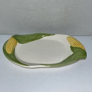 ELPA Alcobaca Corn Cob Harvest Summer Serving Platter Portugal 15" Handpainted